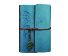 NectaRoy Classique Carnet en Faux Cuir Couverture Feuilles à Cordes Écriture Journal Agenda Cahier Voyage Journal Classique Rétro Couverture Carnet Agenda Carnet (130x185mm, Bleu)