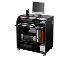 Simmob Must Meuble Informatique roulettes Rideau Imprimé-Coloris-Noir, Bois, 53,2x79,2x93,9 cm