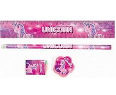 BG SET PAPETERIE LICORNE 3 PIECES REGLE CRAYON A PAPIER TAILLE CRAYON