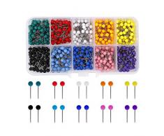 Carte des Punaises Épingles et Punaises Tête Ronde en Plastique et Points daiguille en Acier Appliquer pour Marquer les Lieux dintérêt Itinéraires Adresses 600 Pièces 1/8 Pouce 10 Couleurs