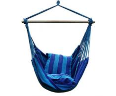 Accueil hamac Chaise Corde Suspendue Chaise balançoire siège w / 2 oreillers (Bleu foncé)