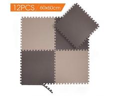 Pandure Tapis de Protection de Sol Tapis Puzzle en Mousse (60x60cm, Beige Brown)