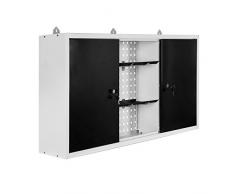 WilTec Armoire Murale à Outils Grise Étagère de Rangement Établi Atelier Support