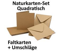 Cartons d'invitation en papier kraft - Vierges - Enveloppes incluses - Papier brun recyclé 100 Stück marron