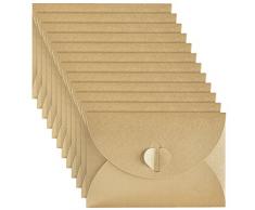 50 Pièces Mini Enveloppes de Papier Kraft avec Fermoir en Papier Coeur pour les Cartes-Cadeaux de Noël Saint-Valentin, Kaki