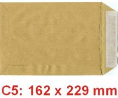 100 Enveloppes C5 162 x 229 mm sans fenêtre papier kraft 90 g Marron