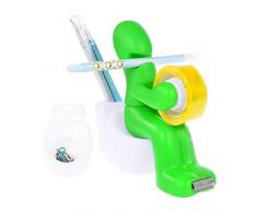 TankerStreet - Distributeur de ruban adhésif - Porte-stylo - Porte-trombones - Support magnétique amusant pour bureau - En forme de bonhomme assis sur les toilettes