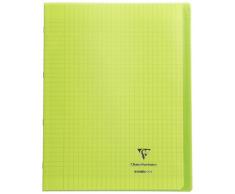 Clairefontaine 984403C - Un cahier piqué Koverbook 48 pages 24x32 cm 90g grands carreaux, couverture polypro transparente Vert