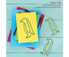 20pcs pinces à papier en métal, grands trombones école bureau de signet agrafes de document personnel d'organisation, forme de pingouin, vert