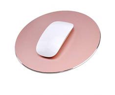 HOTSO Tapis de Souris Mat Cool au Touche en Été en métal et en Caoutchouc, Rond Mouse Pad Anti-Glissant Antidérapant Hydrorésistant Slim pour Ordinateur PC Mac - Or Rose 22x 22x 0,3cm