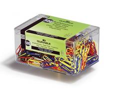 Durable 124100 Boîte de 500 Trombones recouverts de plastique coloré 26 mm Assortis