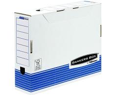 Fellowes 0023601 Boîte darchives Banker Box System format A3 - Montage automatisque - Dos de 10cm Bleu/Blanc (lot de 10)