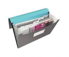 Leitz Classeur Ménager A4, Capacité 200 Feuilles A4, Index intégré avec 6 compartiments, Fermeture Élastique, Couverture Plastique Souple, Gris Foncé, Urban Chic, 39970089