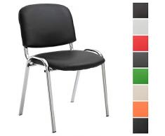 Chaise de Conférence Ken Piétement en Métal Chromé - Chaise Visiteur avec Revêtement en Similicuir de Qualité - Chaise Confortable et Em, Couleurs:Noir