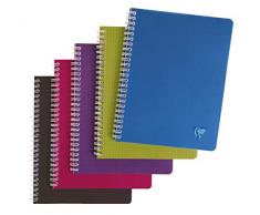 Clairefontaine 329725C - Un cahier à spirale Linicolor 100 pages 17x22cm 90g petits carreaux, Couverture polypro couleur aléatoire