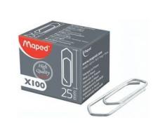 Maped Trombones Bureau 32 mm - Attache Lettre 32 mm en Acier Galvanisé Qualité Supérieure avec Bout Chevron - pour maintenir des feuilles - Gris Argenté - Boîte de 1000