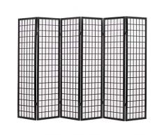 vidaXL Cloison de Séparation 6 Panneaux Style Japonais 240x170cm Noir Paravent