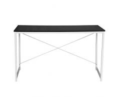 eSituro SCD0058 Table de Bureau Table de pc Ordinateur Bureau de tavail en Bois et métal, Noir+Blanc