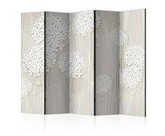 murando Paravent Fleurs 225x172 cm Une Seule Côté Impression sur Toile intissée 100% Opaque Foto Paravent Décoratif en Bois avec Interieur Impression Beige Blanc b-B-0278-z-c