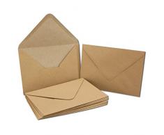 Cartes en papier Kraft avec enveloppes et feuillet intercalaire avec boîte cadeau | Cartes vierges d’invitation recyclées, Marron | Cartes postales imprimables au format A6 50 Sets marron