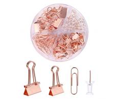 iufvbgxdh Lot de 72 fournitures de bureau, y compris 22 pinces à reliure, 30 trombones, 20 punaises, accessoires de bureau scolaire avec boîte pour la maison, le bureau, lécole