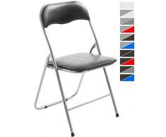 CLP Chaise De Cuisine Pliable Felix I Chaise Visiteur Repliable Pieds en Métal I Chaise Salle De Conférrence Confortable Et Pratique Noire/Argent