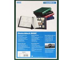 Classeur philatelique a feuilles fixes, 64 pages noires, A4, Leuchtturm, couverture verte
