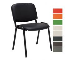 CLP Chaise Visiteur Empilable Ken Similicuir I Chaise de Reception Confortable avec Dossier Pieds en Métal Robuste I Couleur: Noir