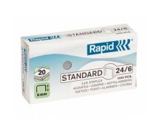 Rapid Agrafes Standard 24/6, Longueur 6 mm, 5000 Agrafes, Agrafe jusqu’à 20 feuilles, Fil flexible cuivré, 24860000