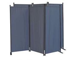 QUICK STAR 2 pièces Paravent 170 x 165 cm Séparateur de tissu Jardin en 3 parties pliable Balcon Écran de confidentialité partition Gris