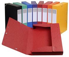Exacompta 19500h Lot de 10 Boites de Classement Livrées à Plat en carte Lustrée Cartobox Dos 5 cm format A4 ( 21x29,7 cm). Couleurs Assortis ( bleu, cerise,jaune,noire,orange, rouge,verte,violette)