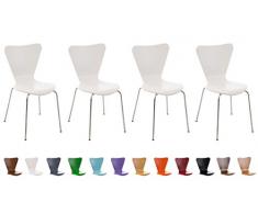 CLP Set de 4 Chaises Moderne Calisto - Chaise Visiteur Ergonomique et Solide Piètement Stable Chromé - Chaise pour Zone dAttente ou Salle à Manger - Chaise de Cuisine - Couleurs au Choix: Blanc