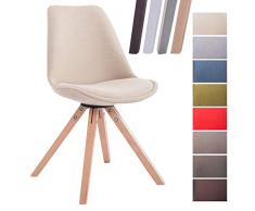 CLP Chaise Visiteur Toulouse Tissu I Style Scandinave Dossier Ergonomique I Chaise de Salle à Manger Pieds en Bois Forme Carrée Crème, Nature