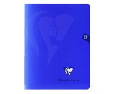 Clairefontaine 322741C - Un cahier piqué Mimesys 96 pages 17x22 cm 90g grands carreaux, couverture polypro (plastique), Bleu marine