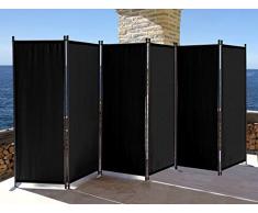 QUICK STAR Paravent 340 x 165 cm Séparateur de tissu Jardin en 6 parties pliable Balcon Écran de confidentialité partition Noir