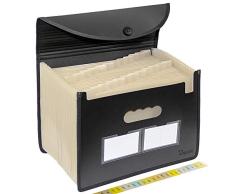 Uquelic Trieur Document A4 Extensible 24 Compartiments Porte Document Accordéon Document Fichier Wallet Boite de Classement(Marron transparent)