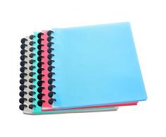 TUKA-i-AKUT 4pcs A4 Reliure Protège-Documents, 40 Pochettes Transparentes pour 80 feuilles PP Chemise Poche, Affichage Livre Présentation Reliure à Anneaux, Ensemble de 4 en 4 Couleurs TKD8029 Bunt