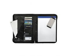 Porte-document & conférencier A4 par Nomalite | Malette portfolio homme / femme professionnelle, classeur trieur organiseur avec anse et sacoche protective pour iPad, tablette. Bloc-notes inclus.