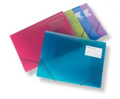 Rapesco Porte Documents - Chemises Durables A4 à Trois Rabats - Couleurs Vives Transparentes Assorties - Lot de 5
