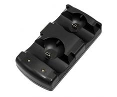 Runfon PS3/PS3 MOVE Chargeur 2 en 1 pour manette sans fil PS3 double siège chargeur station daccueil avec câble de charge Noir
