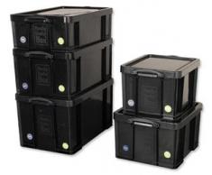 Really Useful Ref 42L Boite à archives solide et légère Plastique recyclé Superposable 42 litres Noir 440 mm x 520 mm x 310 mm