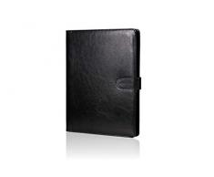 perfect line pochette porte-bloc DIN-A4 en cuir, pochette porte-documents noire, conférencier avec fermeture magnétique, conférencier avec 4 compartiments et pince, idéal comme brouillon et agenda