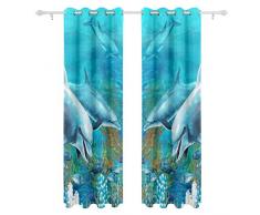 Le Caisson Coosun dauphins Rideaux occultant occultant Isolation thermique Polyester Grommet Top Store Rideau pour chambre à coucher, salon, 2 Panel (55 W X 84L pouce)