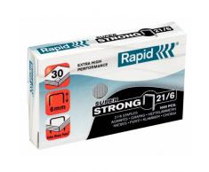 Rapid Agrafes en fil robuste Super Strong N°21, Longueur 6 mm, 1000 Agrafes, Agrafe jusqu’à 30 feuilles, Fil galvanisé en acier, 24867700