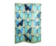 Haku paravent en bois massif, toile imprimée, Multicolore, 120x3x180