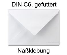 Enveloppes doublées en papier de soie DIN C6 - 11,2 x 16 cm - avec collage humide, Blanc 90 g/m² 100 Stück weiss