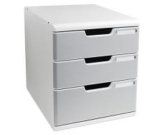 Exacompta-325041D-Modulo Module de Classement 3 Tiroirs Gris Lumière/Granit