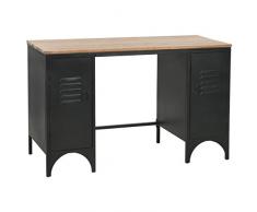 vidaXL Bureau à Double Piédestal Bois de Sapin et Acier Table dOrdinateur