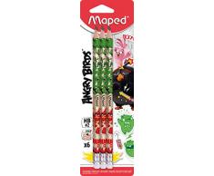 Maped Lot de 6 Crayons à Papier Graphite HB n°2 ANGRY BIRDS avec Embout Gomme Blanche et Forme Triangulaire