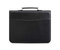 Arpan Conférencier A4 avec poignée et fermeture éclair Couverture rembourrée souple Noir